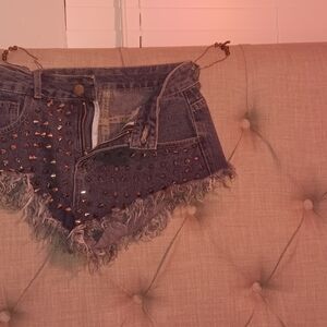 Studded Denim Shorts